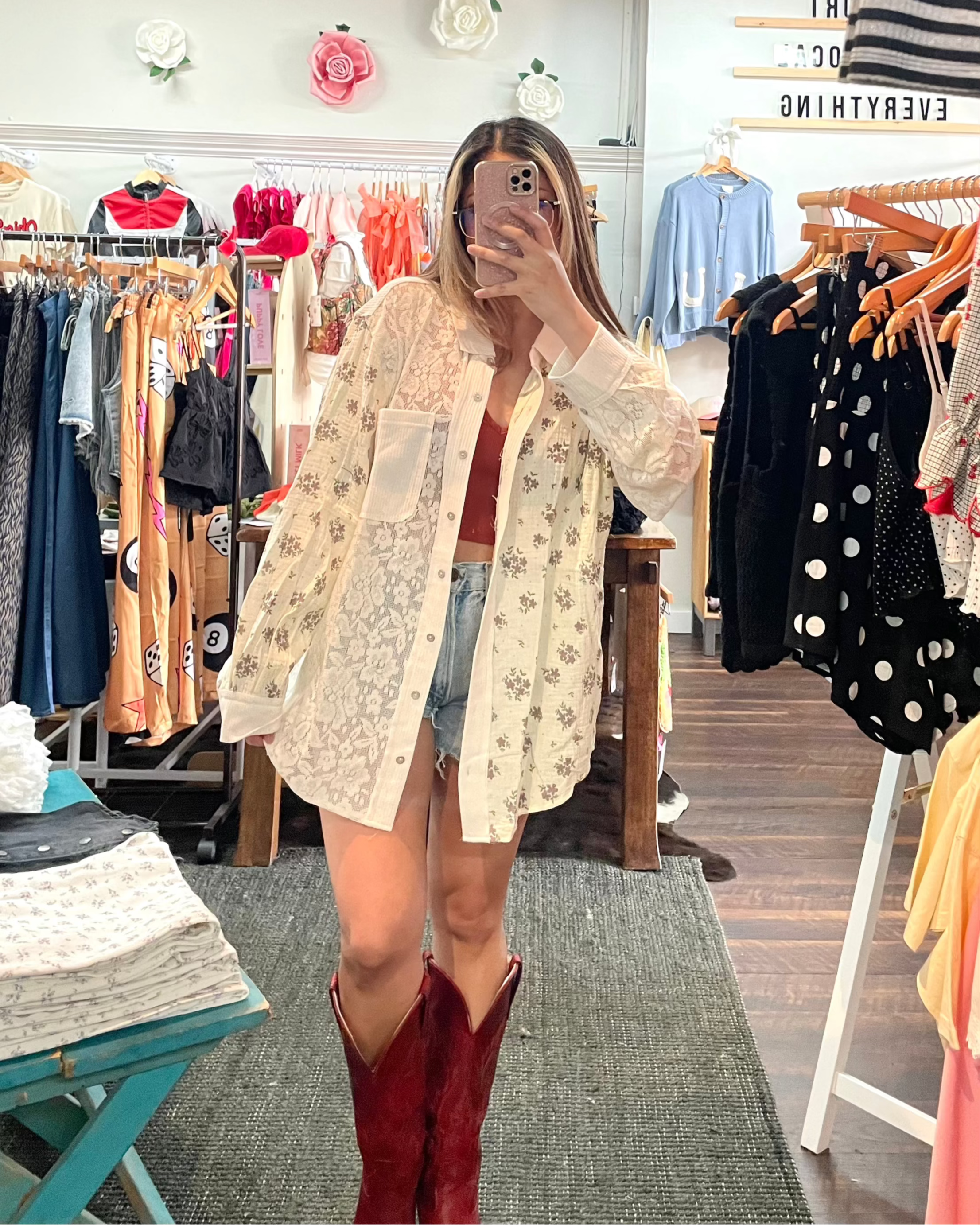 Floral Lace Button Up Top