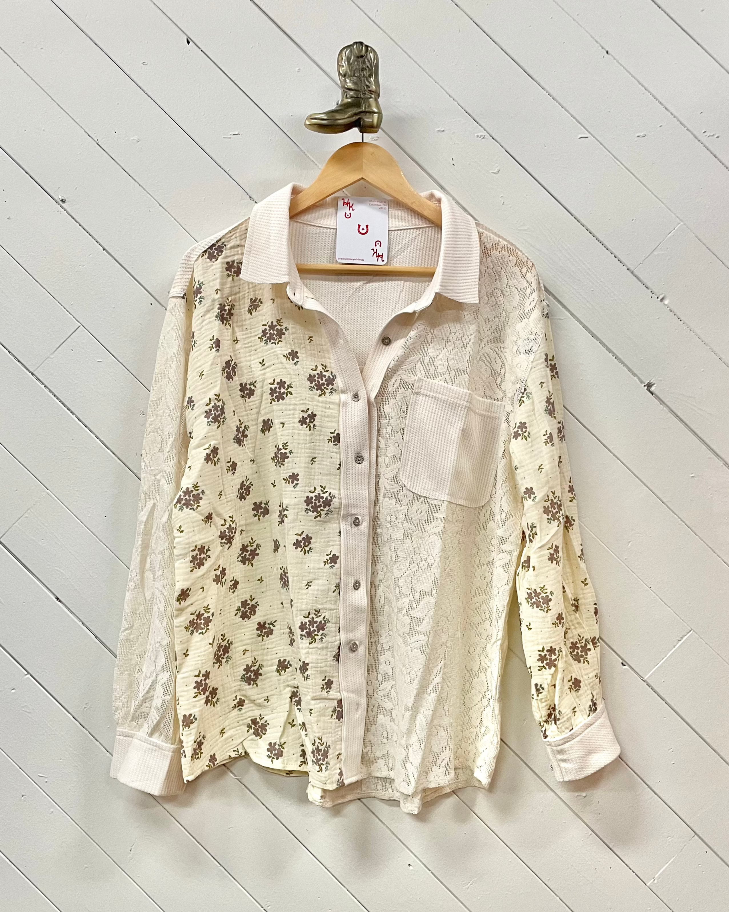 Floral Lace Button Up Top