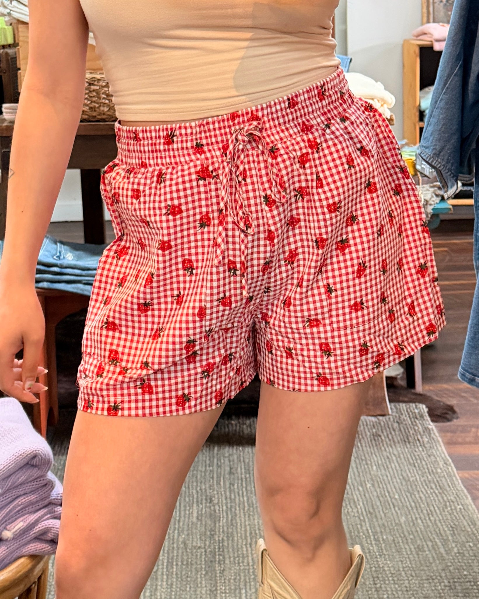 Gingham Strawberry Shorts