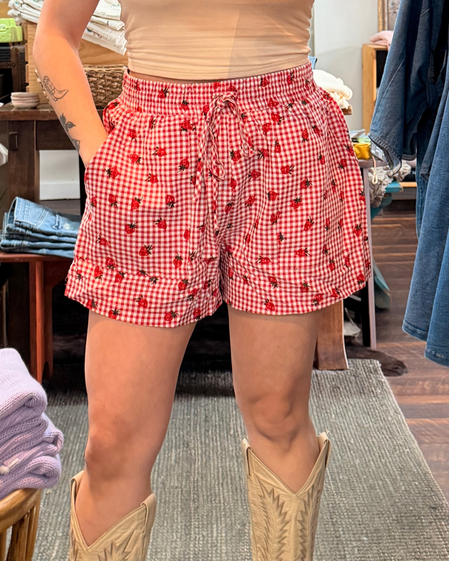 Gingham Strawberry Shorts