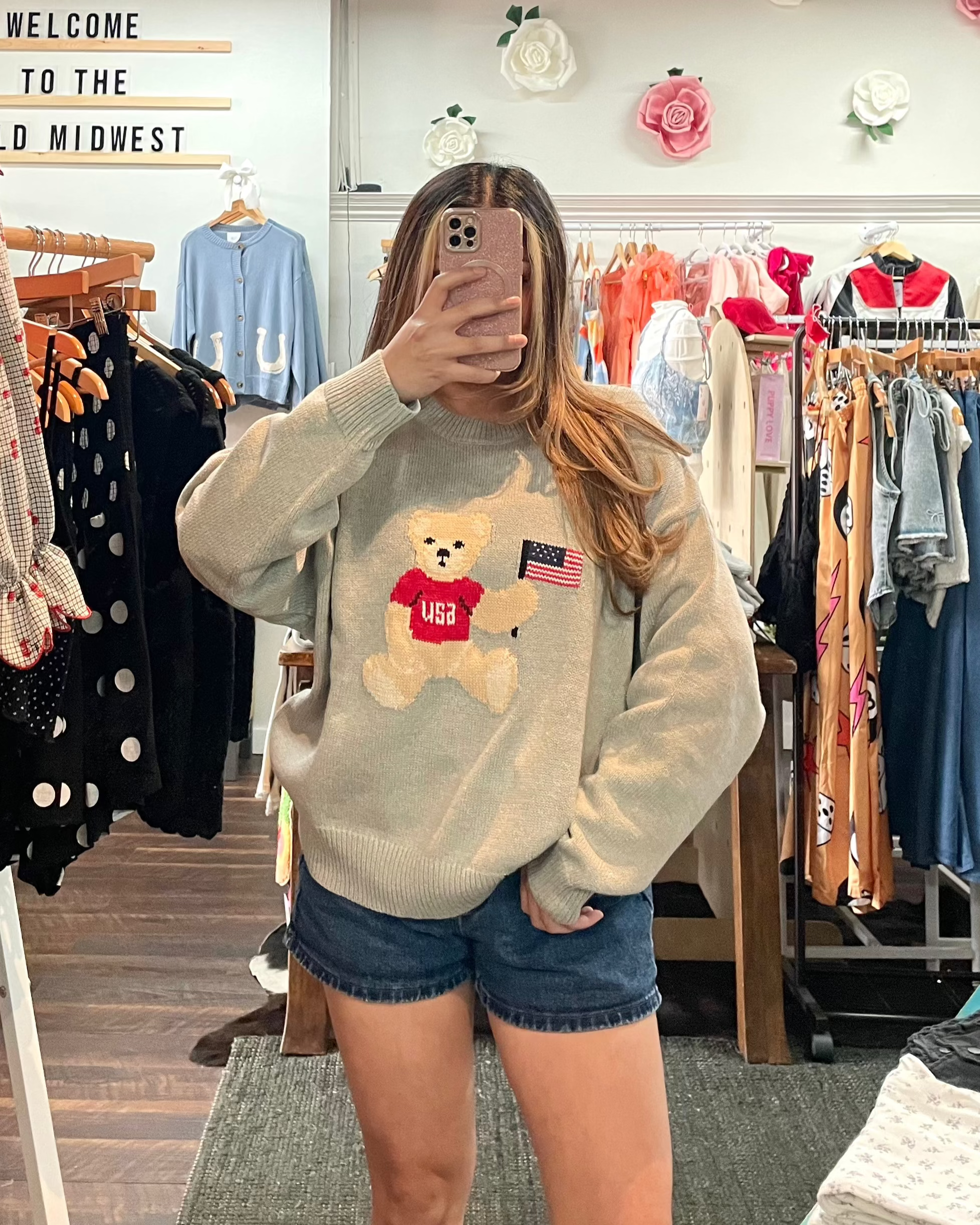 USA Teddy Bear Knit Sweater