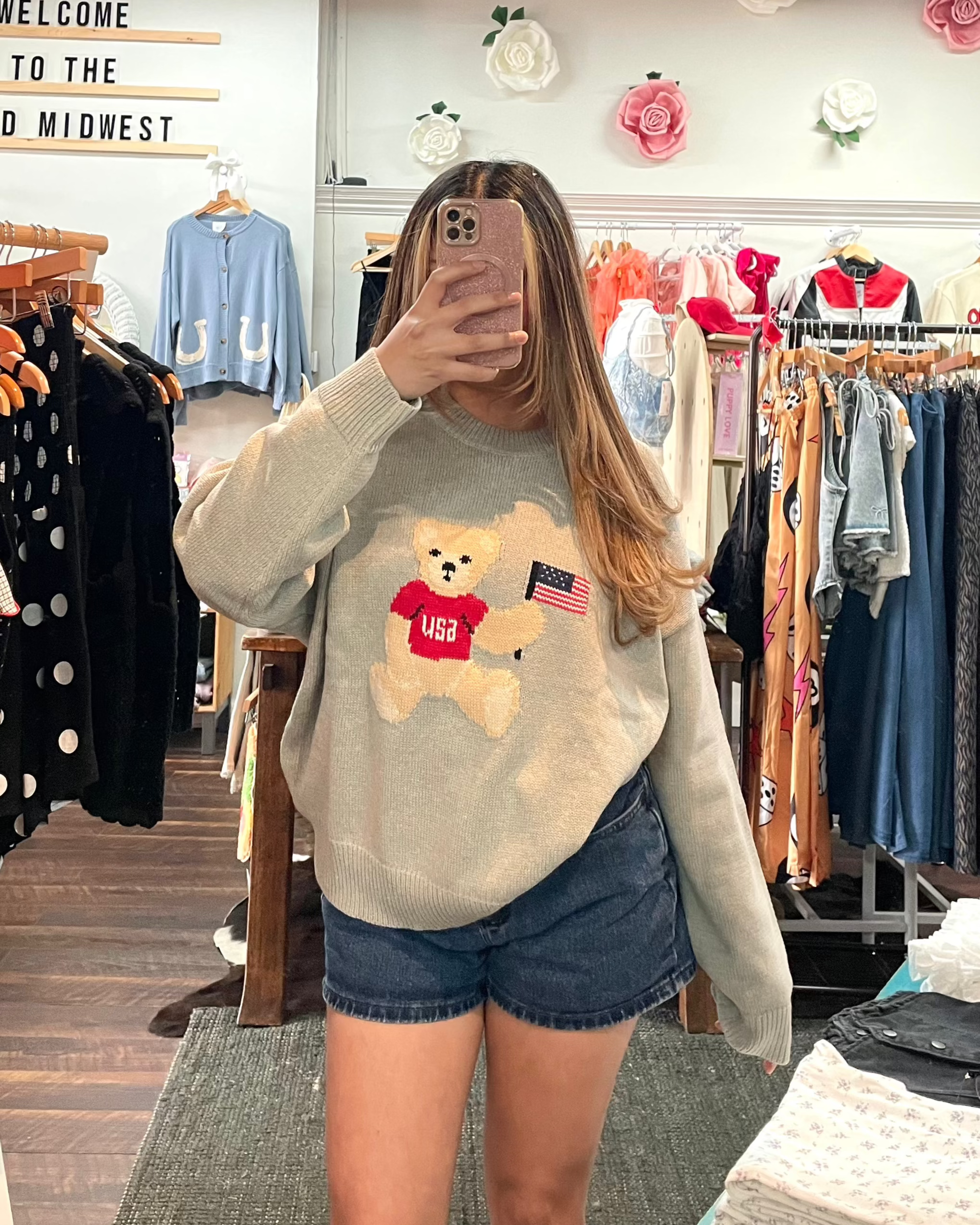 USA Teddy Bear Knit Sweater