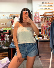 Lace Trim Spaghetti Strap Top