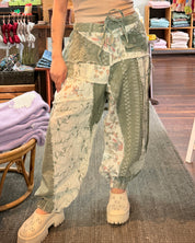 Patchwork Floral Pants - Green