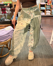 Patchwork Floral Pants - Green
