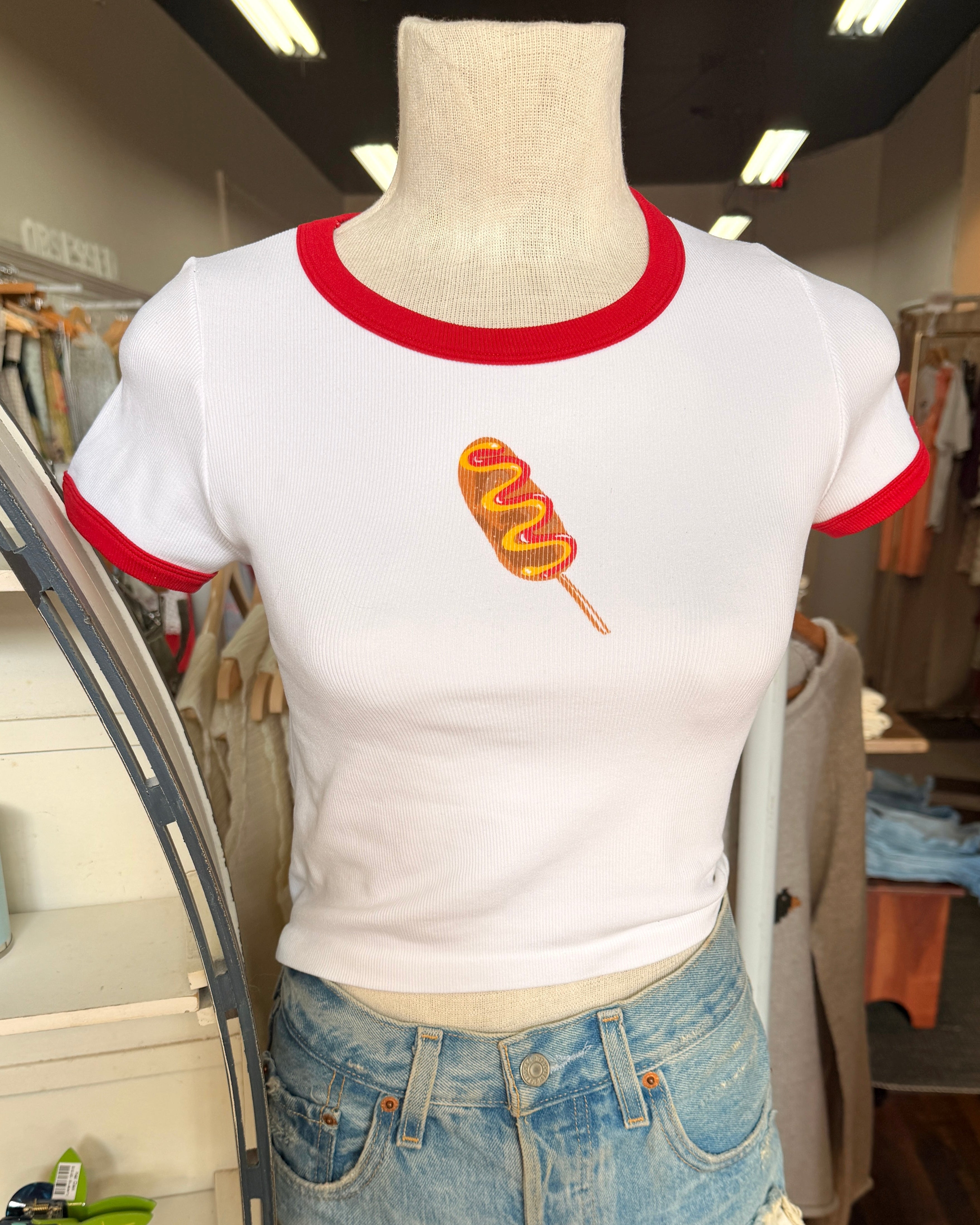 Corndog Graphic Ringer T-Shirt