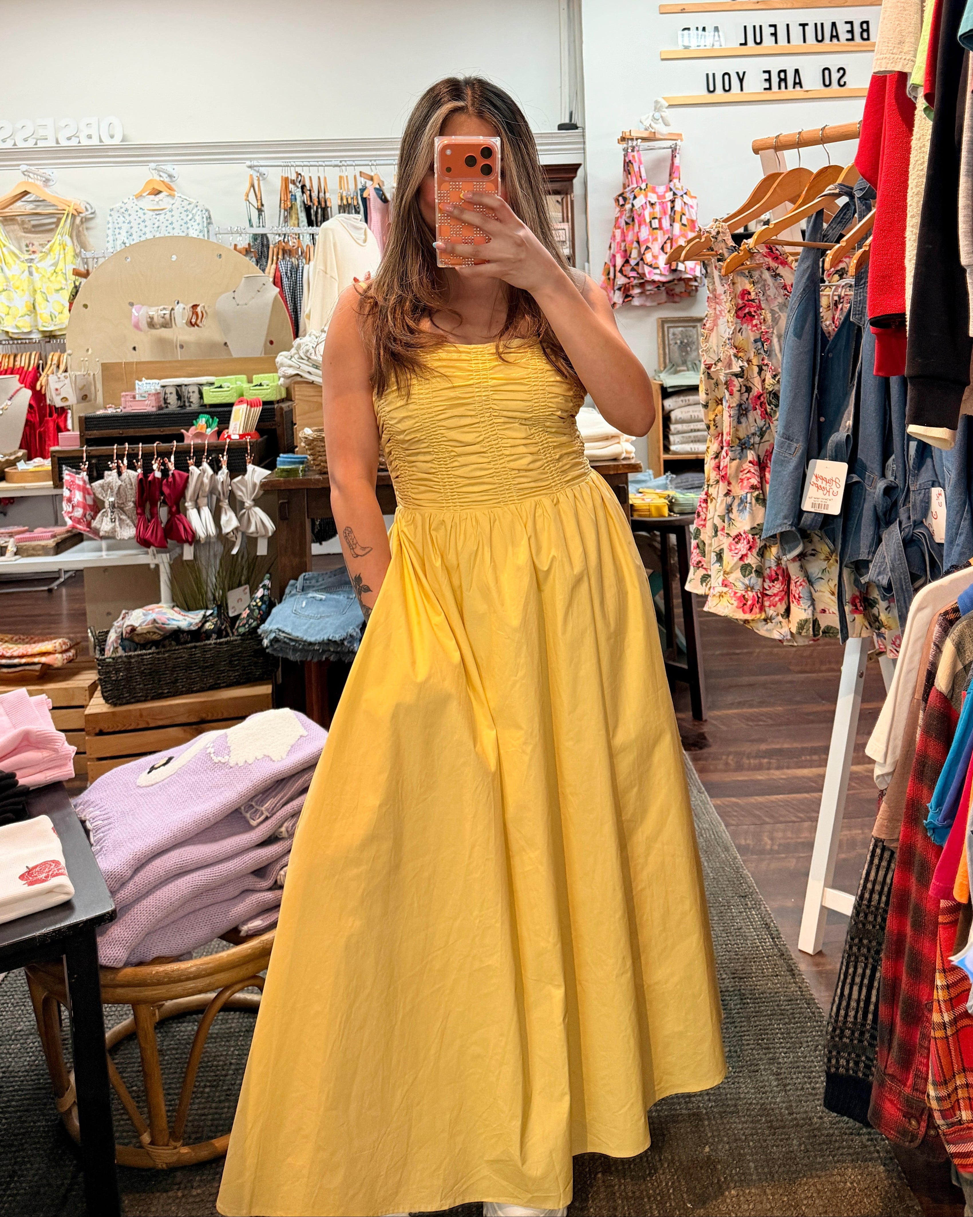 Butter Yellow Smocked Dress