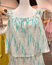 Fish Print Ruffle Top