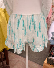 Fish Print Ruffle Shorts