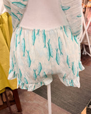 Fish Print Ruffle Shorts