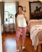 Gingham Capri Pants - Red/White