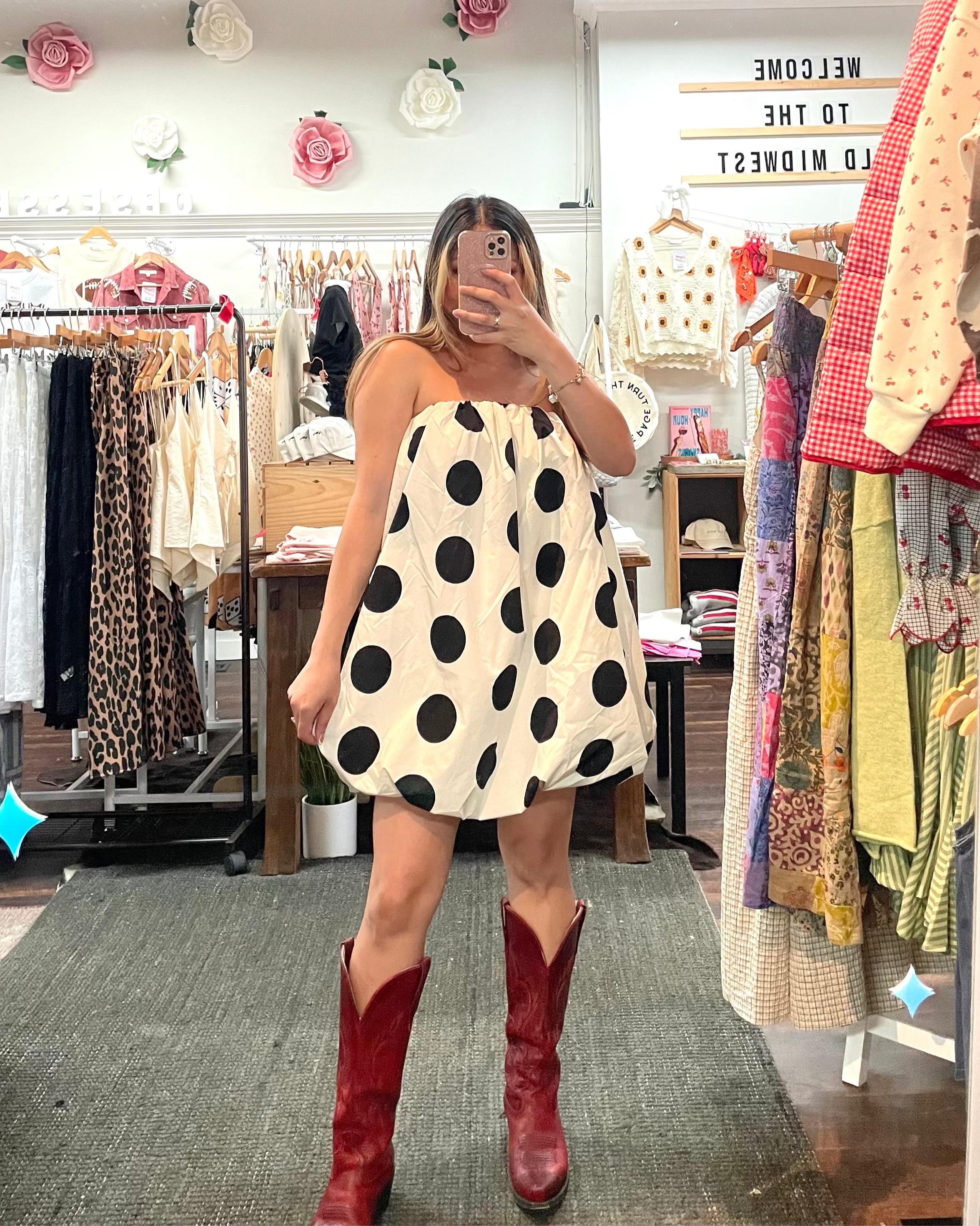 Polka Dot Bubble Dress With Pockets