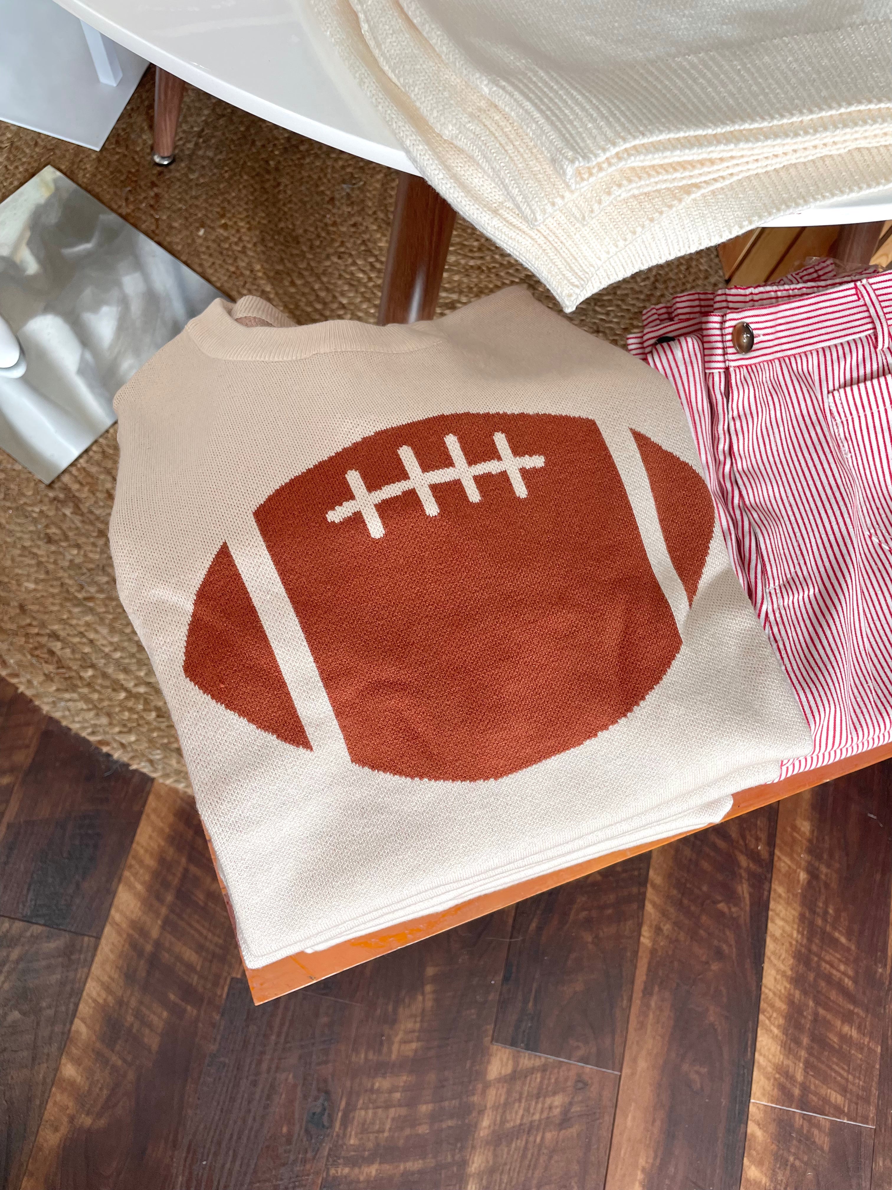 Football Knit Sweater - Cream