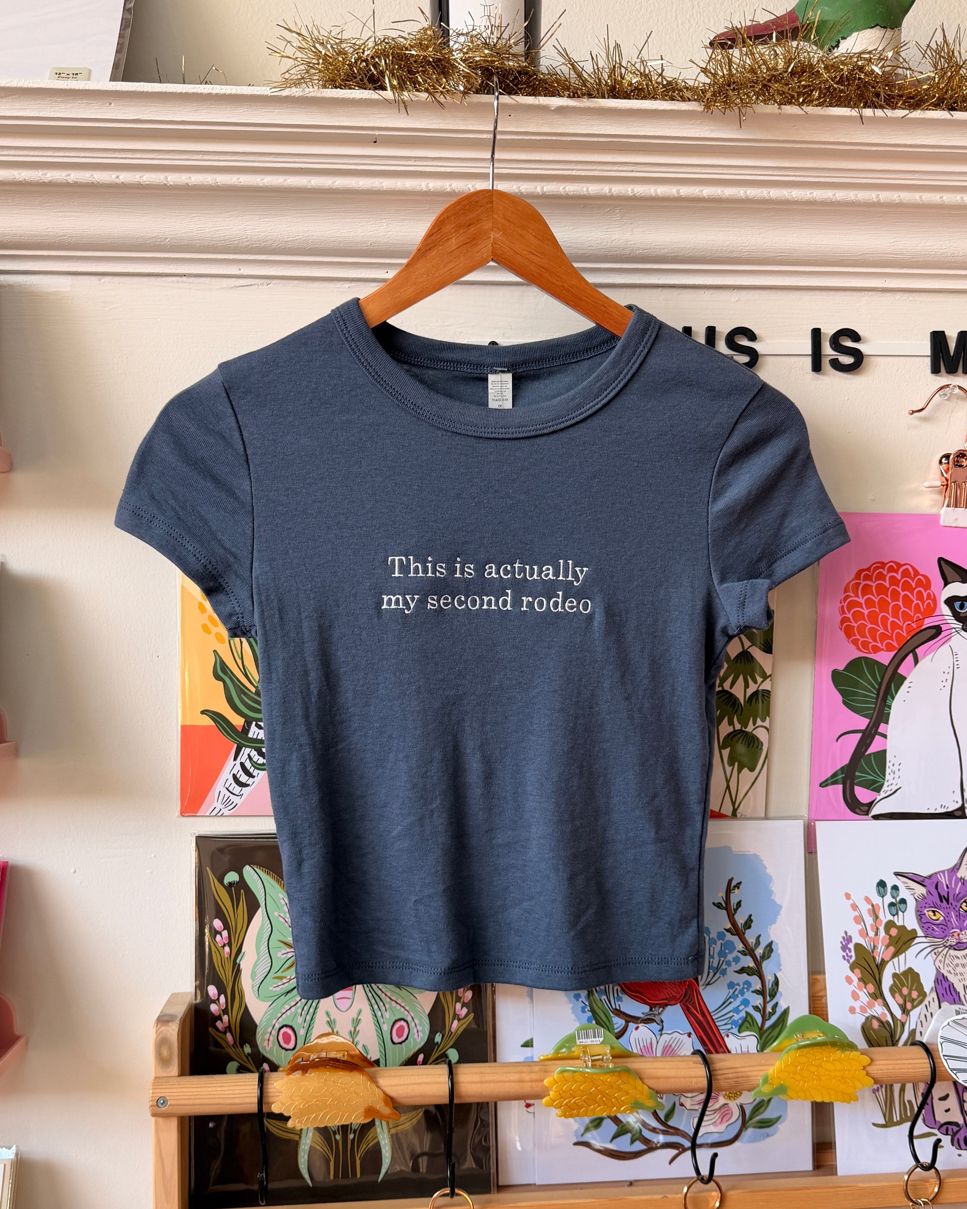 This is actually my second rodeo - Women's Baby Fit Tee, Navy [SHIPS IN 1-2 WEEKS]