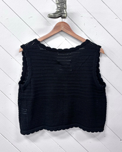 Tie Front Knit Vest - Black