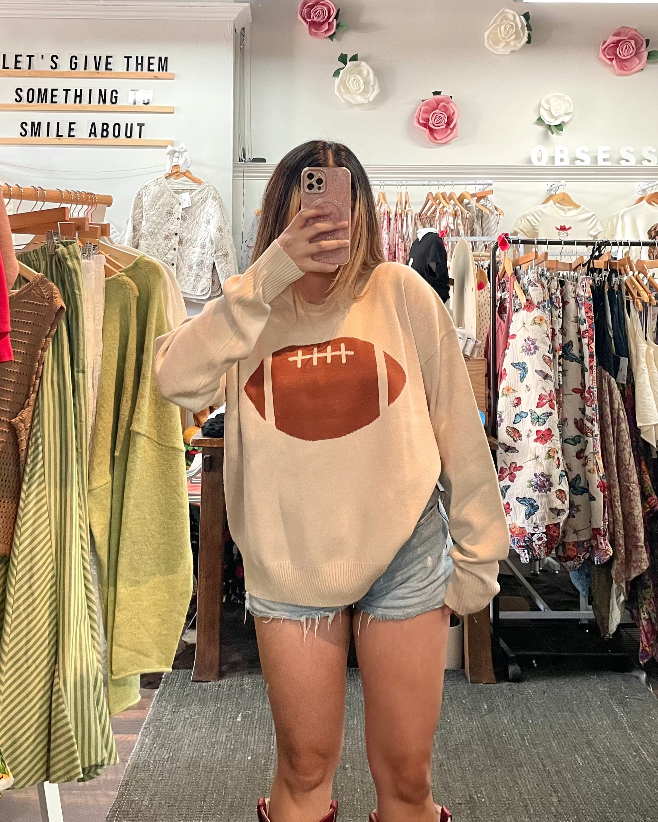 Football Knit Sweater - Cream