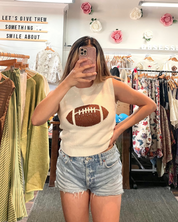 Football Rhinestones Knit Sleeveless Top