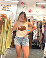 Football Rhinestones Knit Sleeveless Top