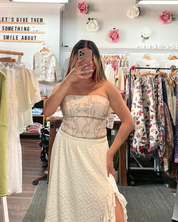 Vegan Leather Western Corset Top - Cream