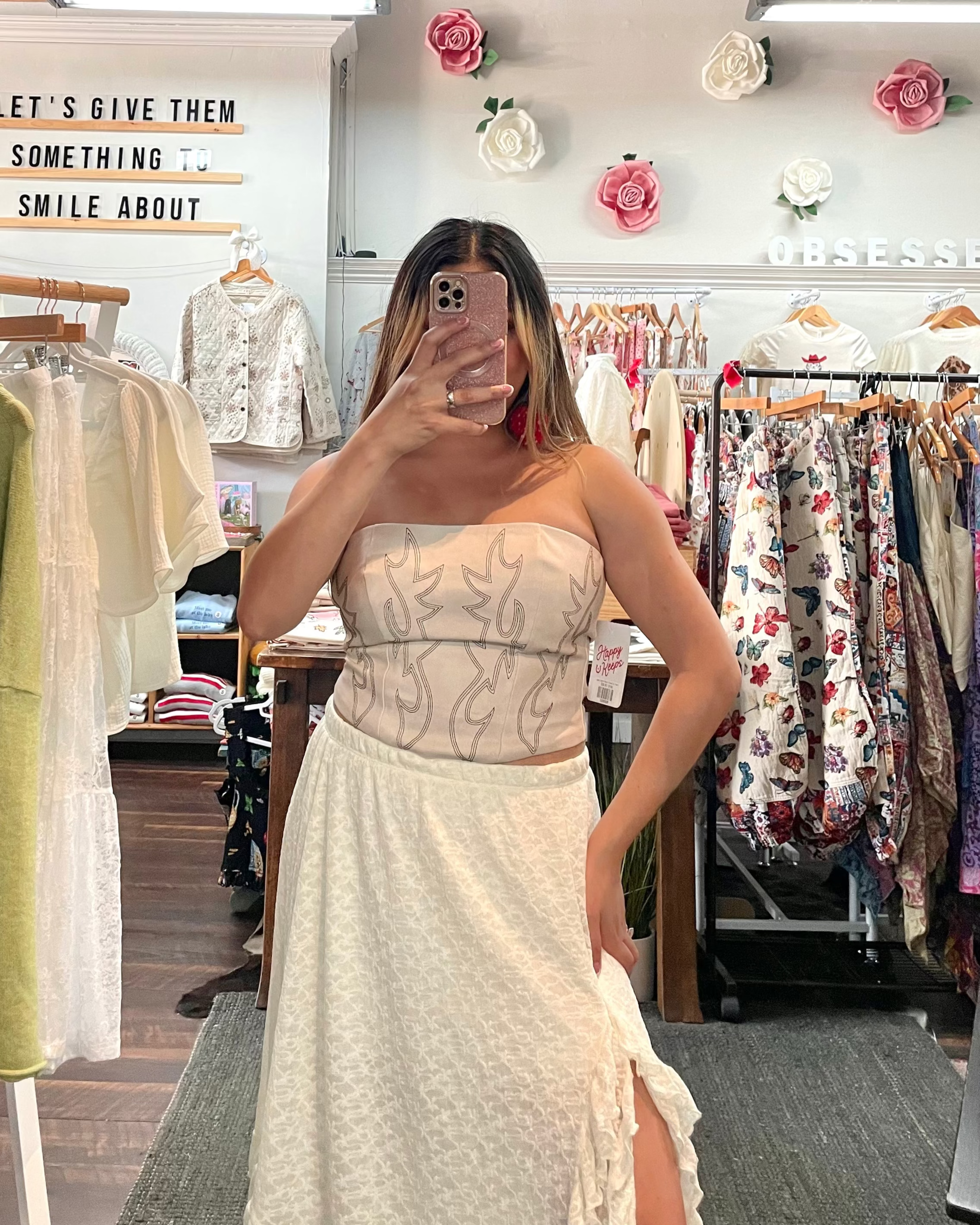 Vegan Leather Western Corset Top - Cream