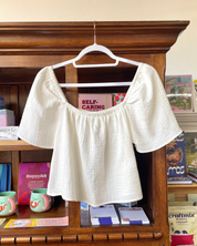 White Cotton Gauze Blouse