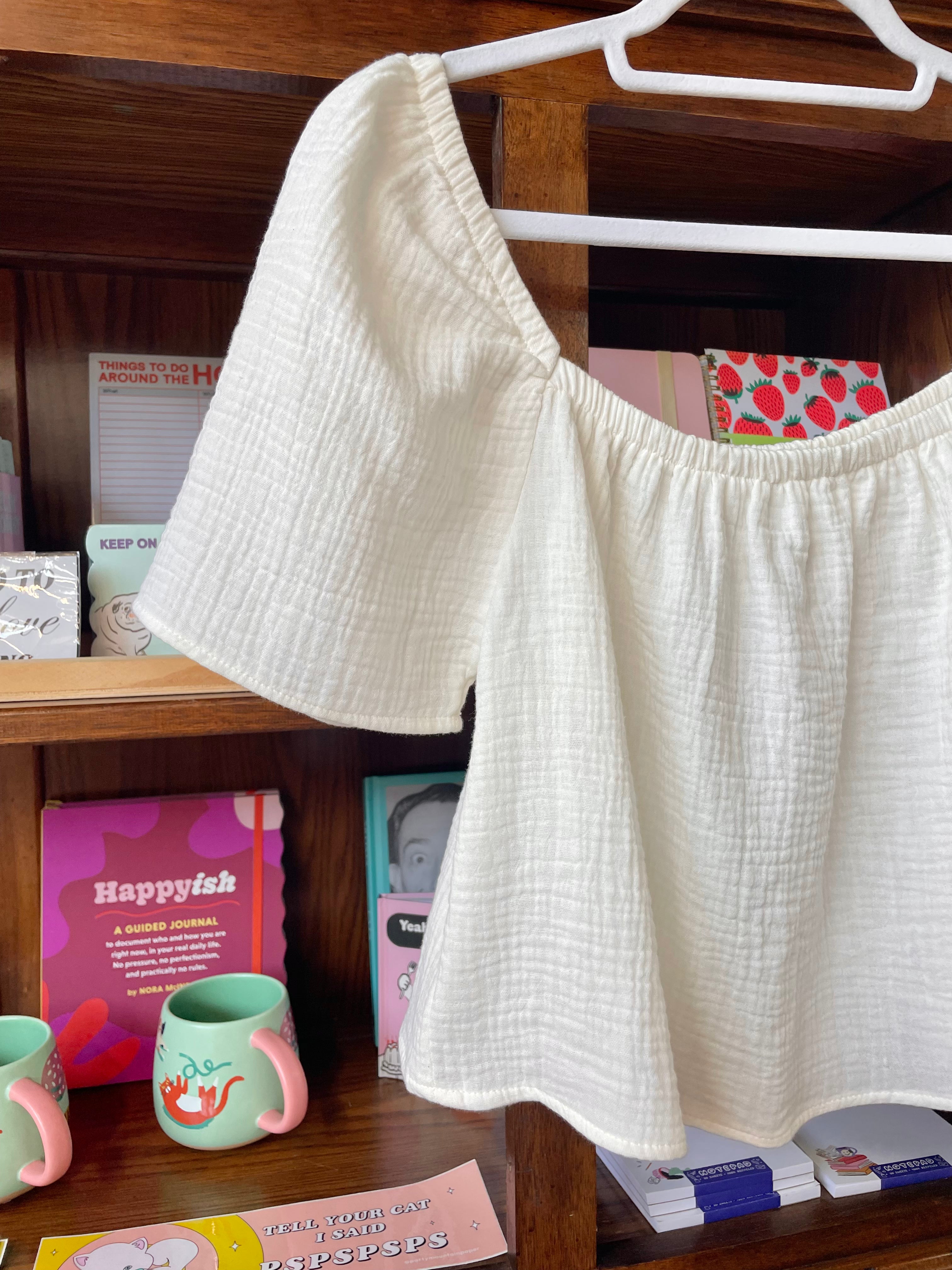 White Cotton Gauze Blouse