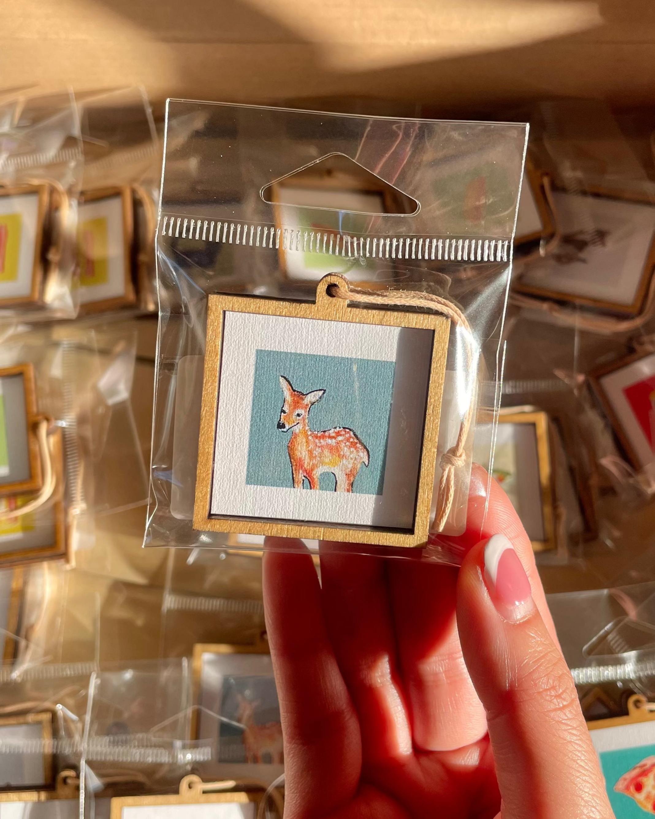 Framed Mini 1" Deer Fawn Watercolor Painting Print