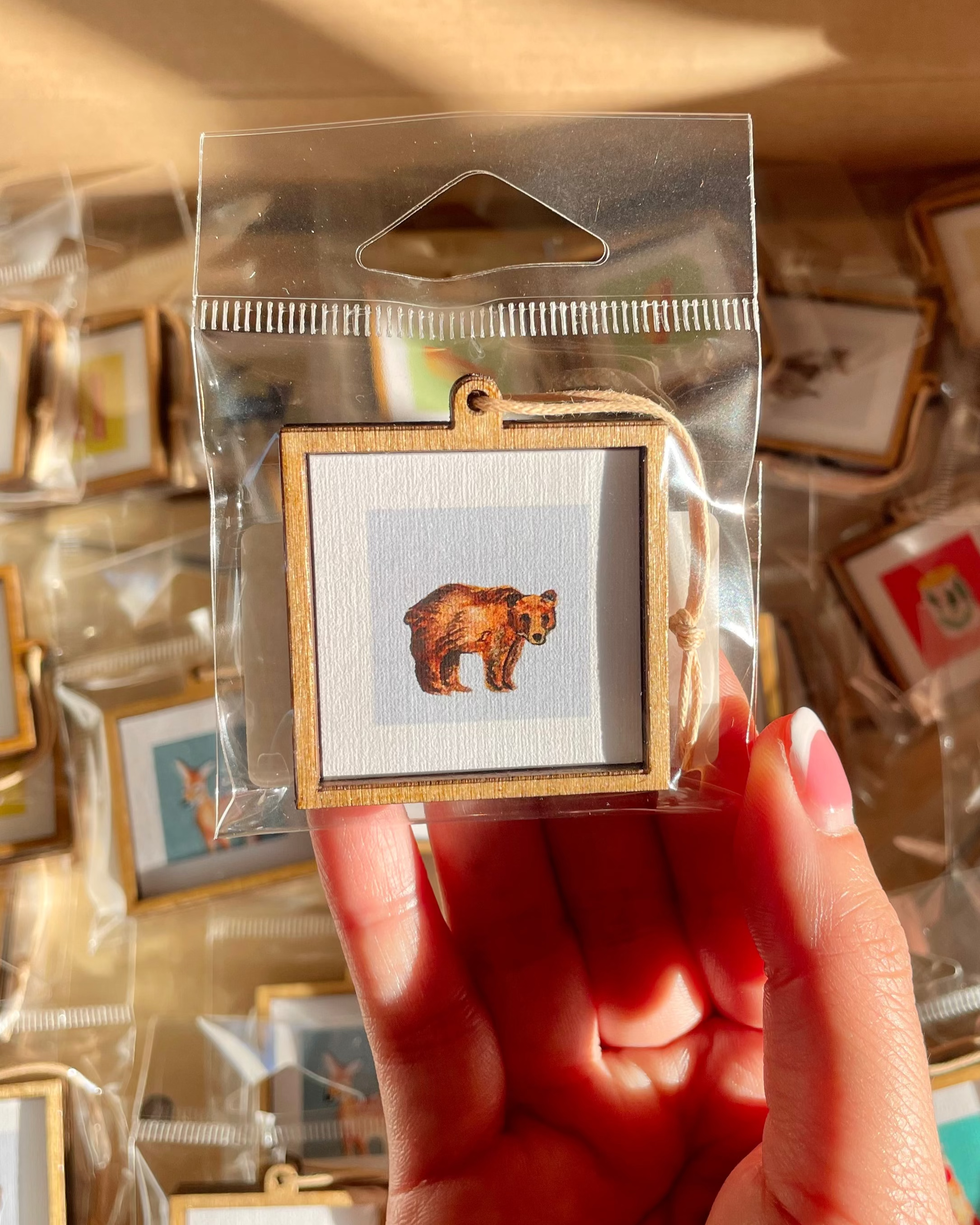 Framed Mini 1" Bear Watercolor Painting Print