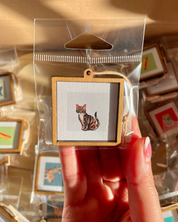Framed Mini 1" Cat Watercolor Painting Print