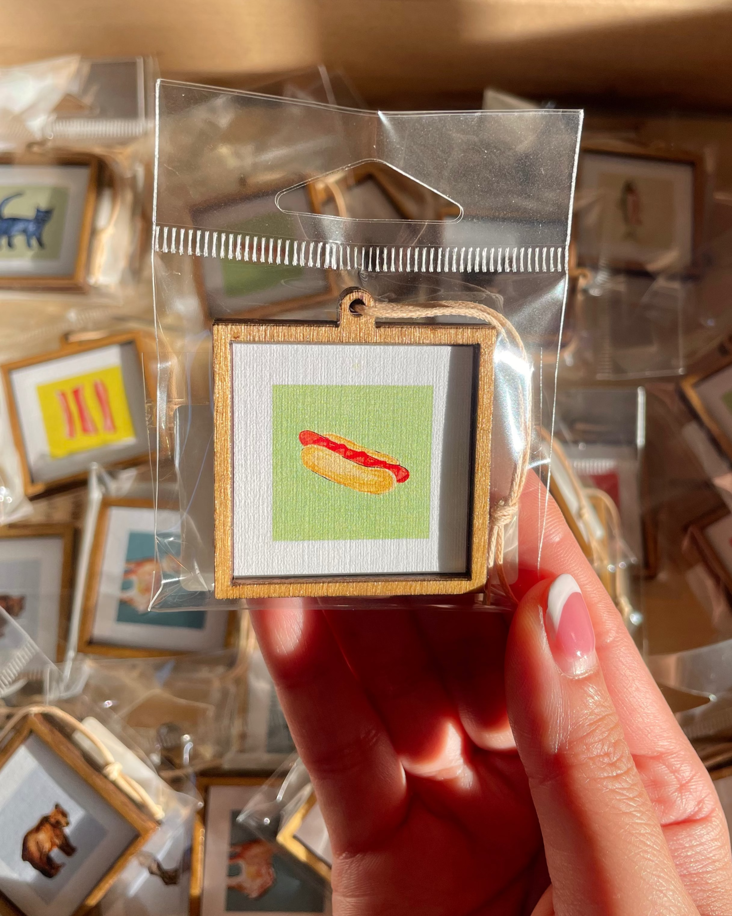 Framed Mini 1" Hotdog Watercolor Painting Print