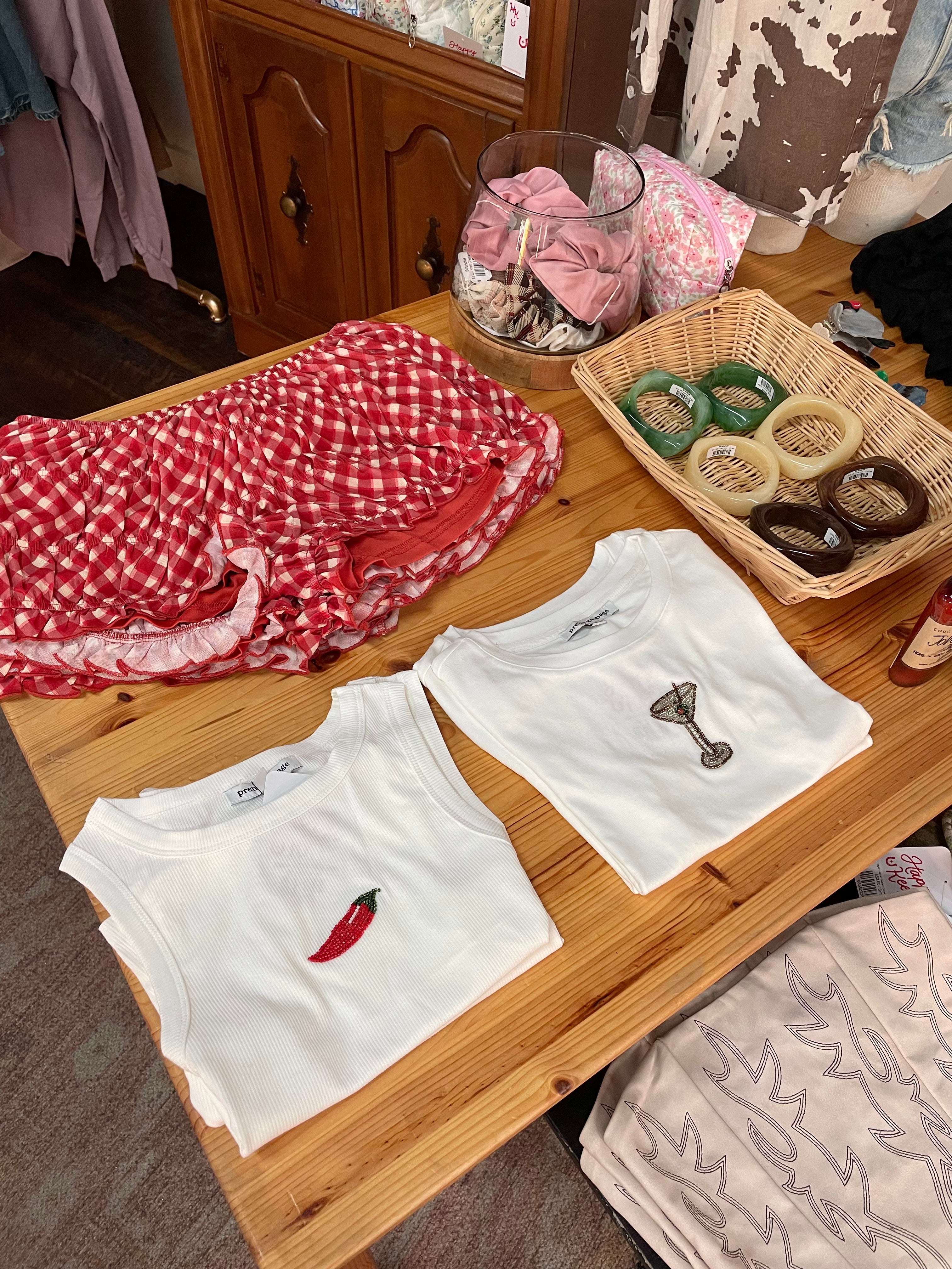 Red and Cream Checkered Bloomer Shorts
