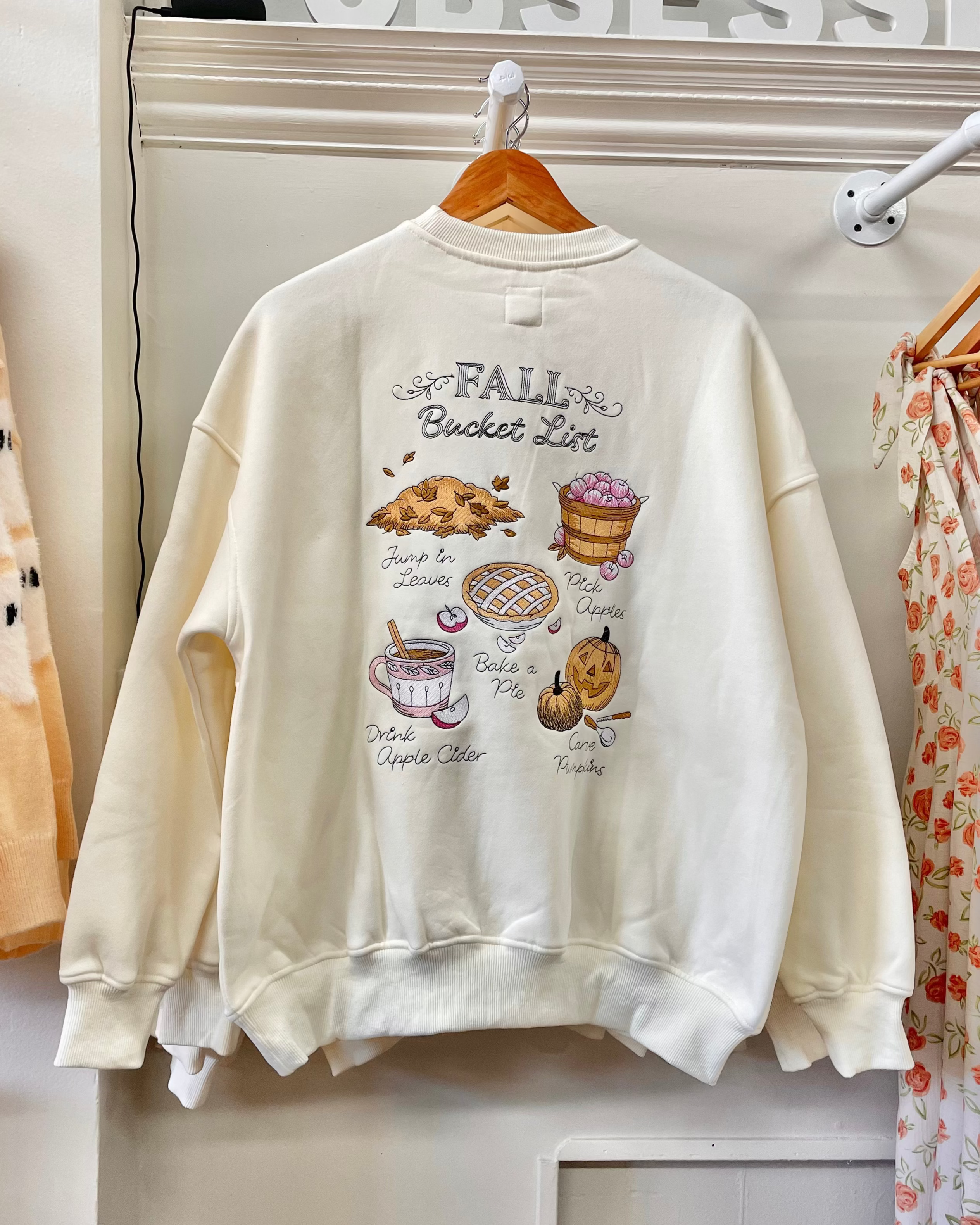 Autumn Fall Bucket List Embroidered Sweatshirt