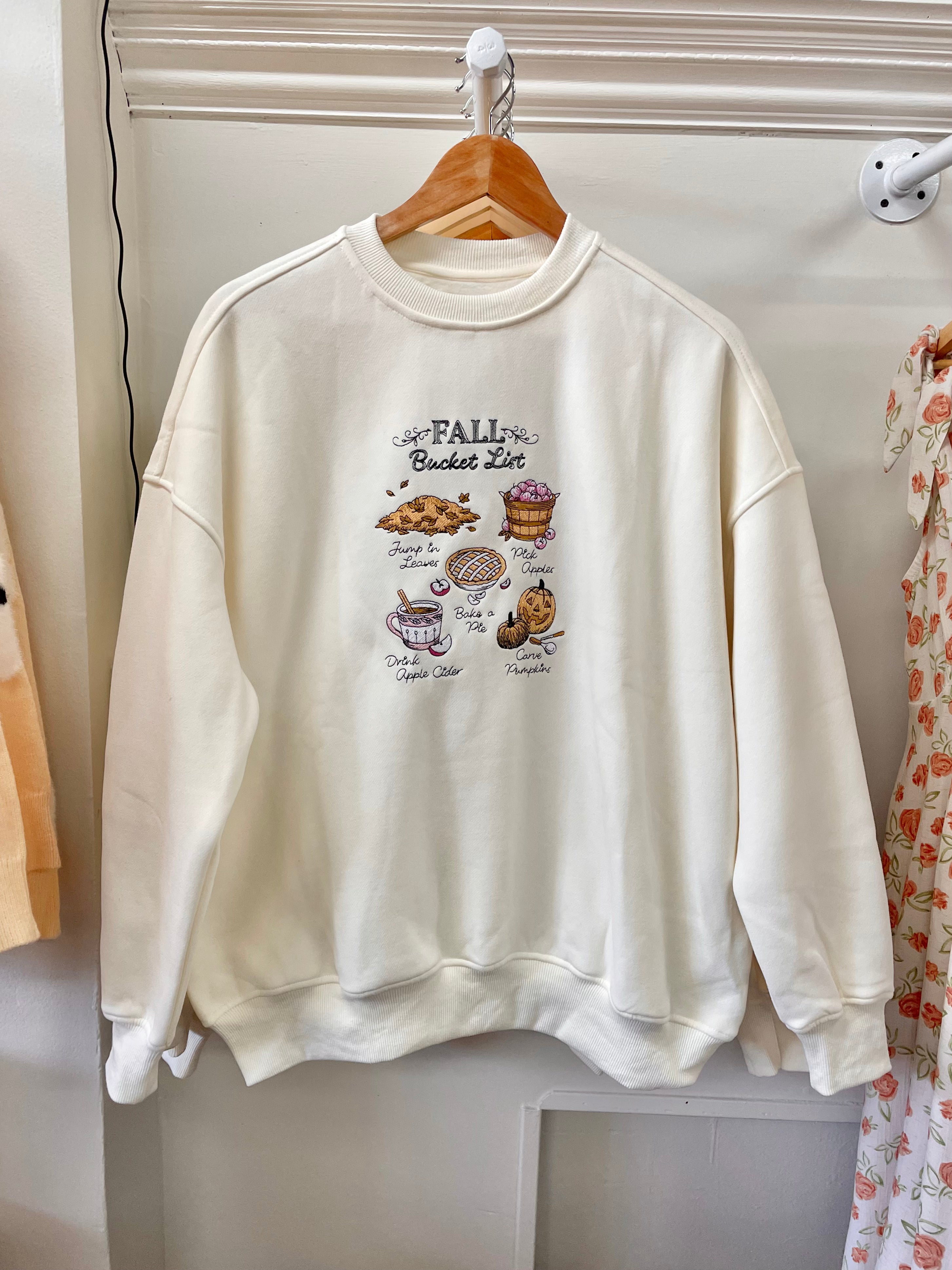 Autumn Fall Bucket List Embroidered Sweatshirt