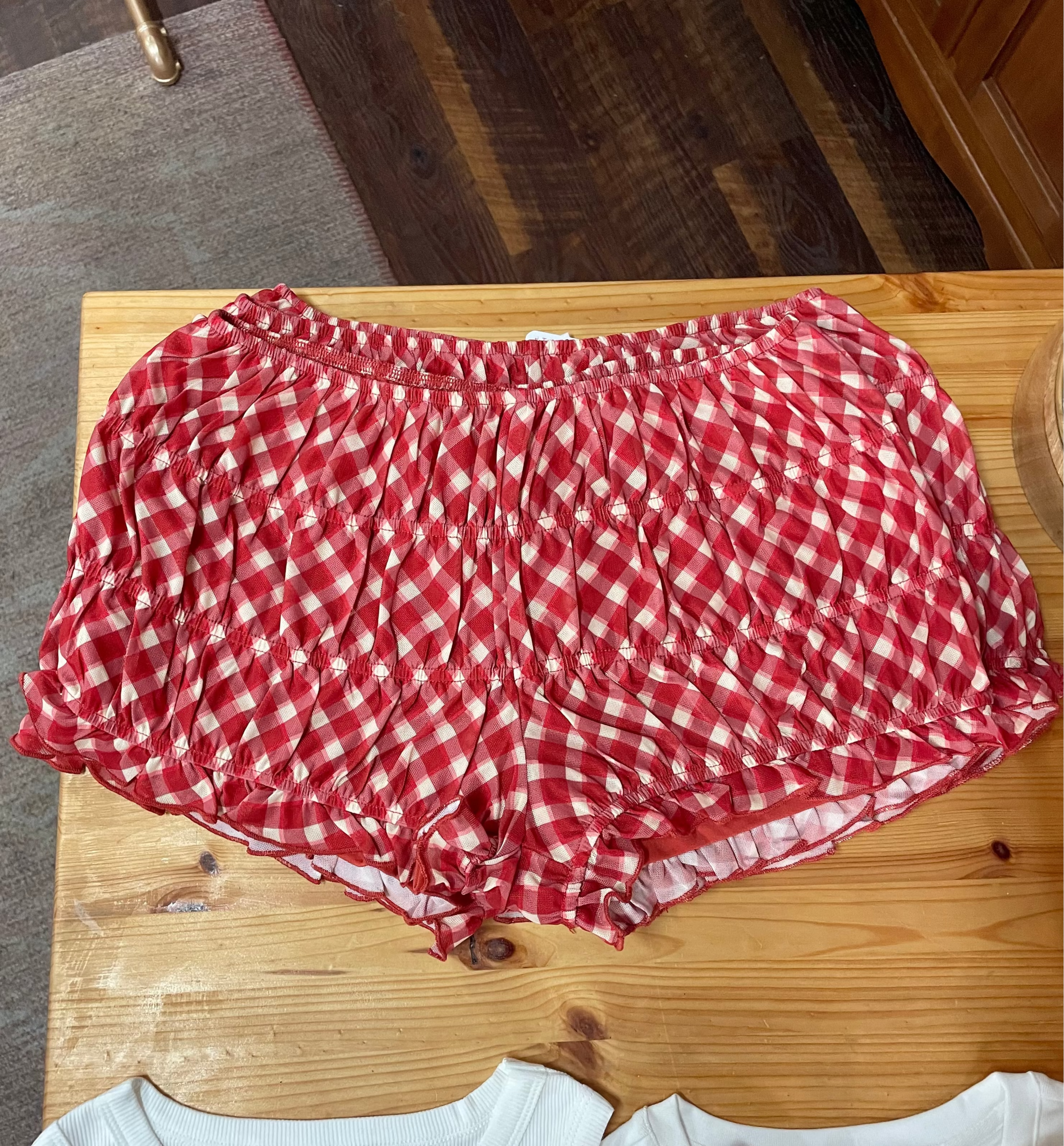 Red and Cream Checkered Bloomer Shorts