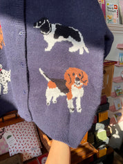 Dog Lover Knit Cardigan - Navy