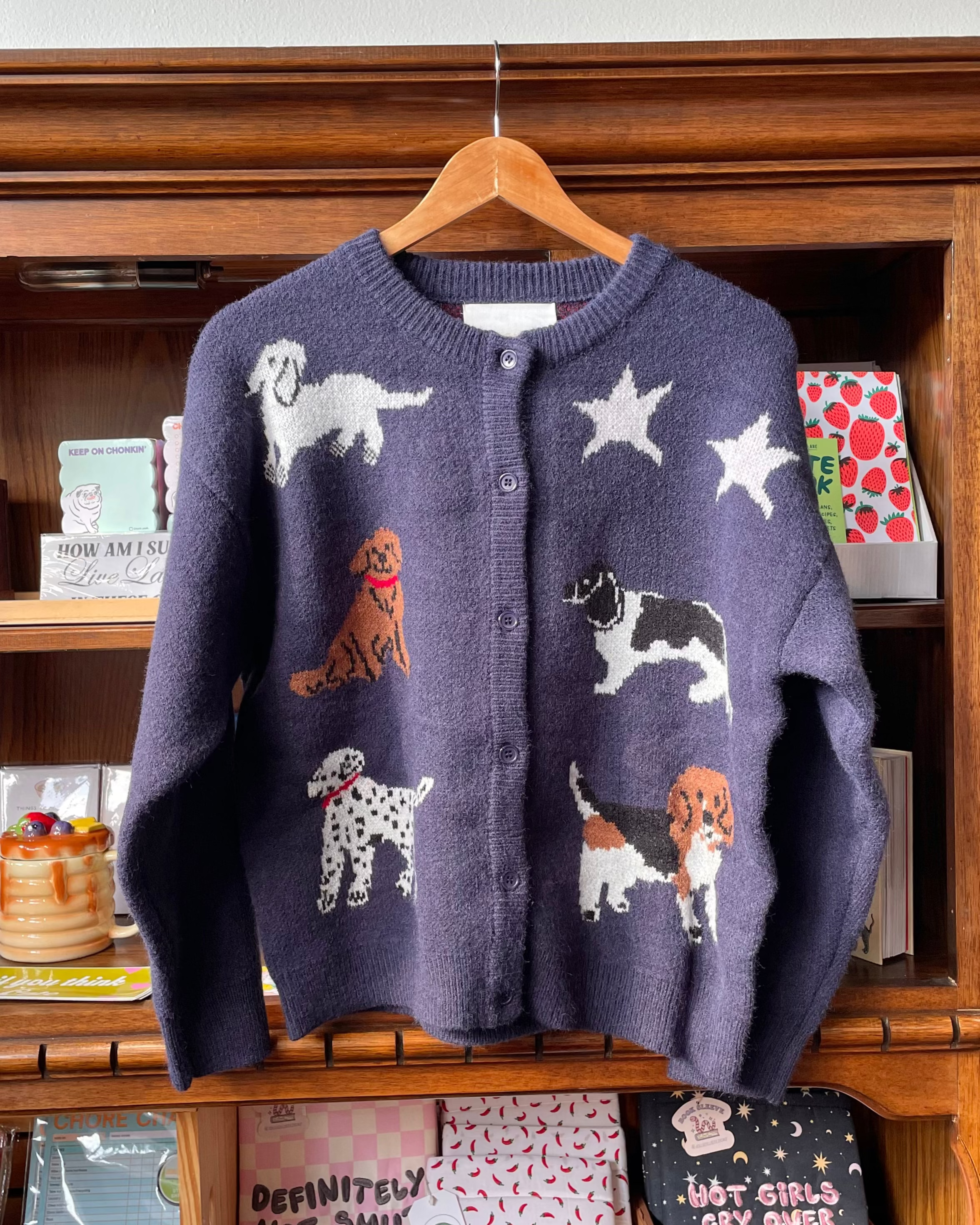Dog Lover Knit Cardigan - Navy
