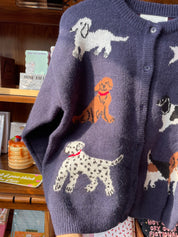 Dog Lover Knit Cardigan - Navy