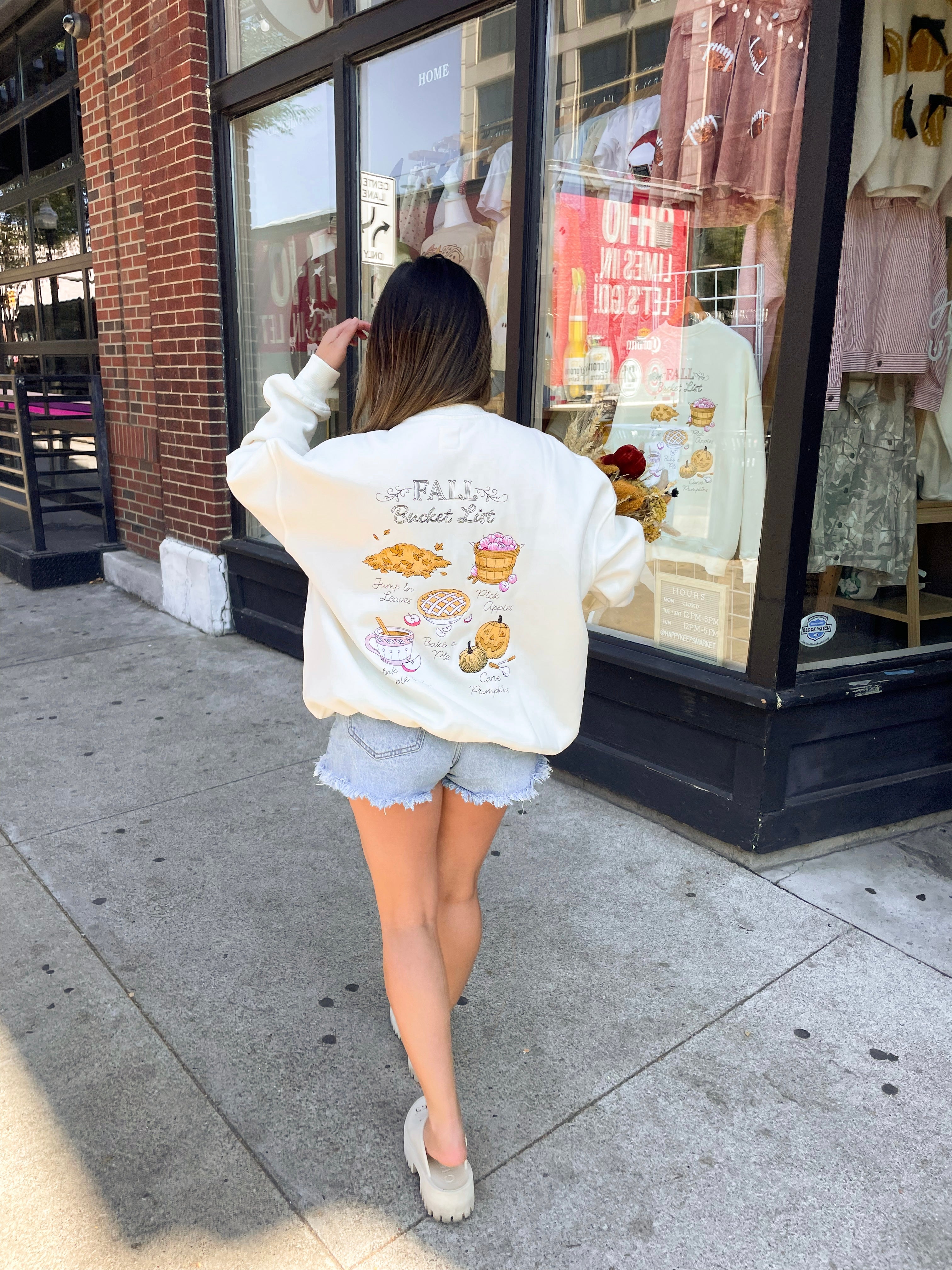 Autumn Fall Bucket List Embroidered Sweatshirt