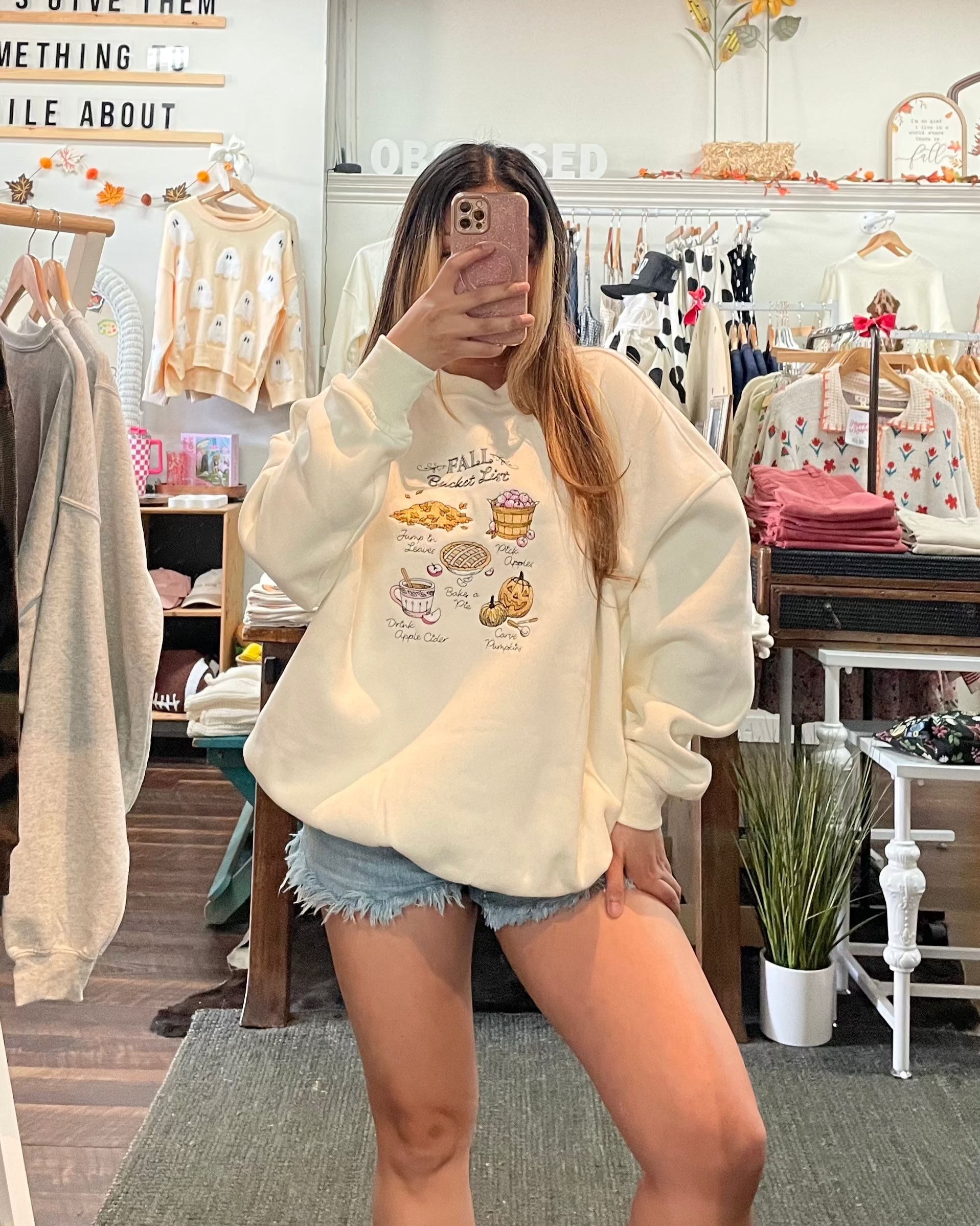 Autumn Fall Bucket List Embroidered Sweatshirt
