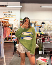 Knit Fish Sweater - Green