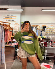 Knit Fish Sweater - Green