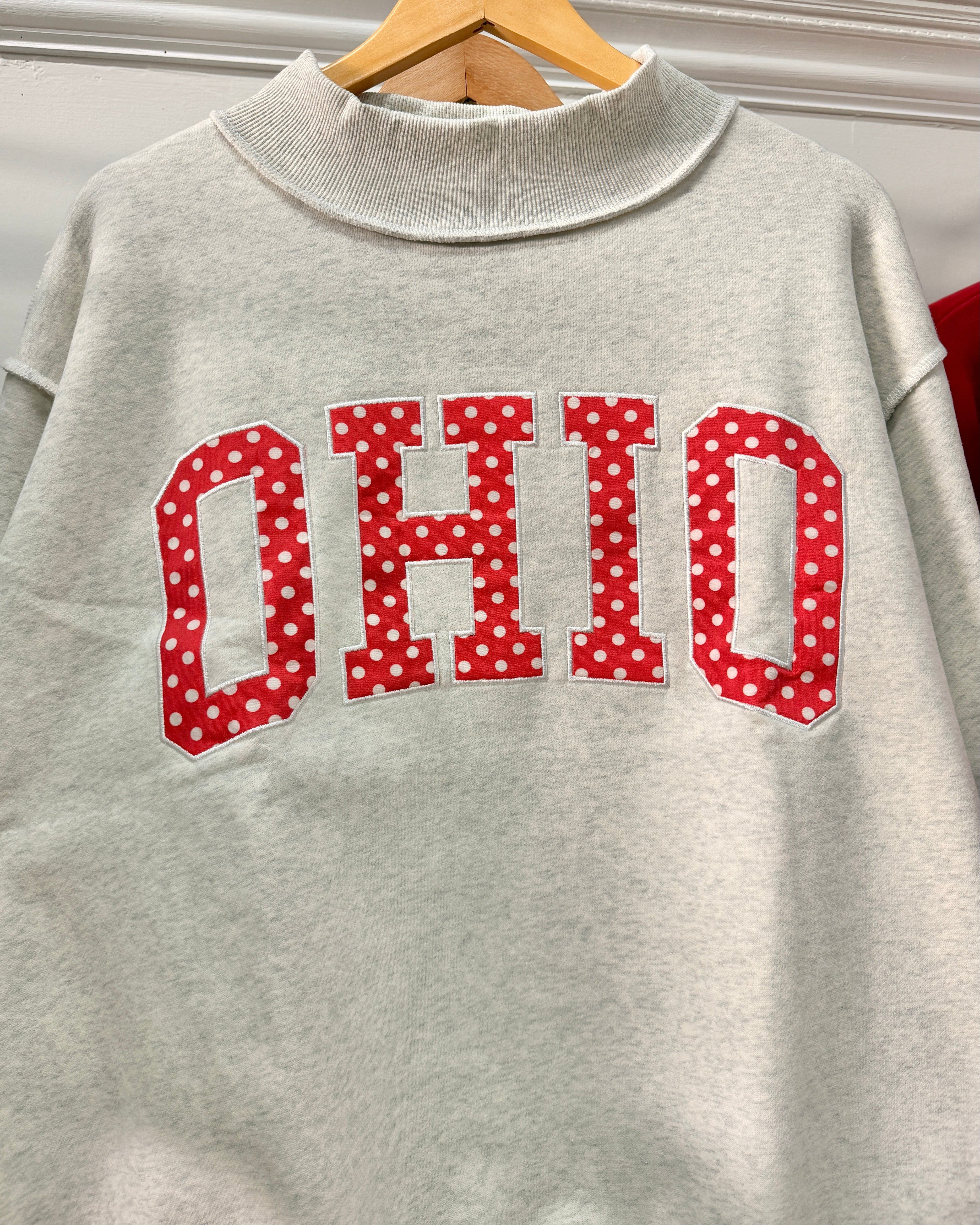 OHIO Embroidered Mockneck Sweatshirt - Polka Dot