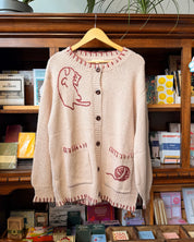 Cat Knit Cardigan - Tan