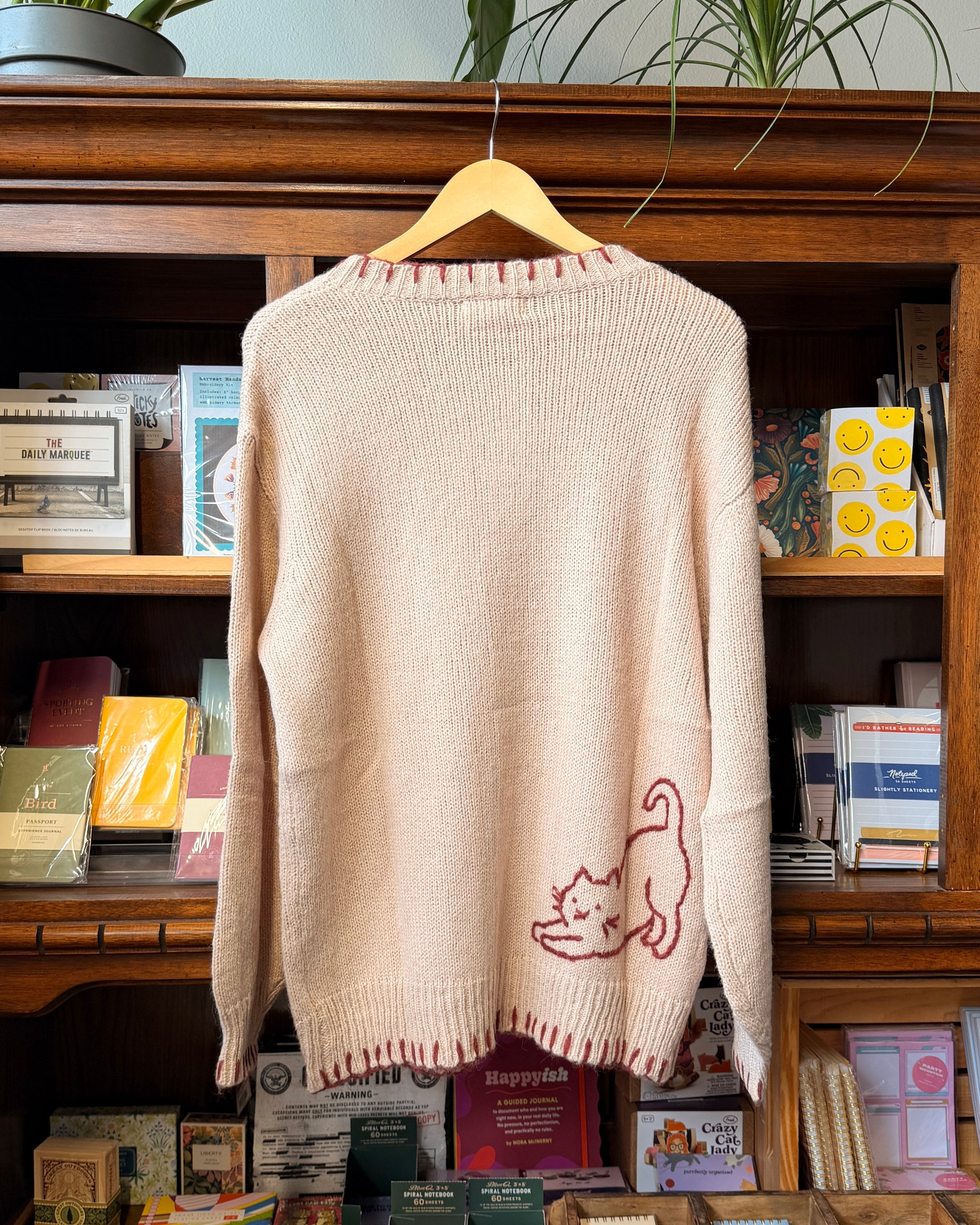 Cat Knit Cardigan - Tan