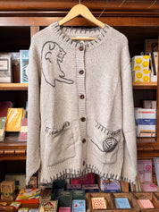 Cat Knit Cardigan - Gray