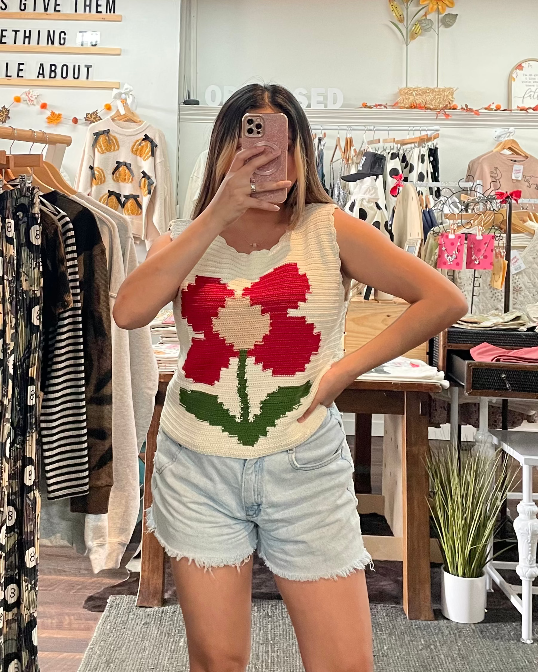 Flower Knit Tank Top