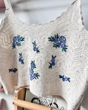 Floral Knit Tank Top - Purple