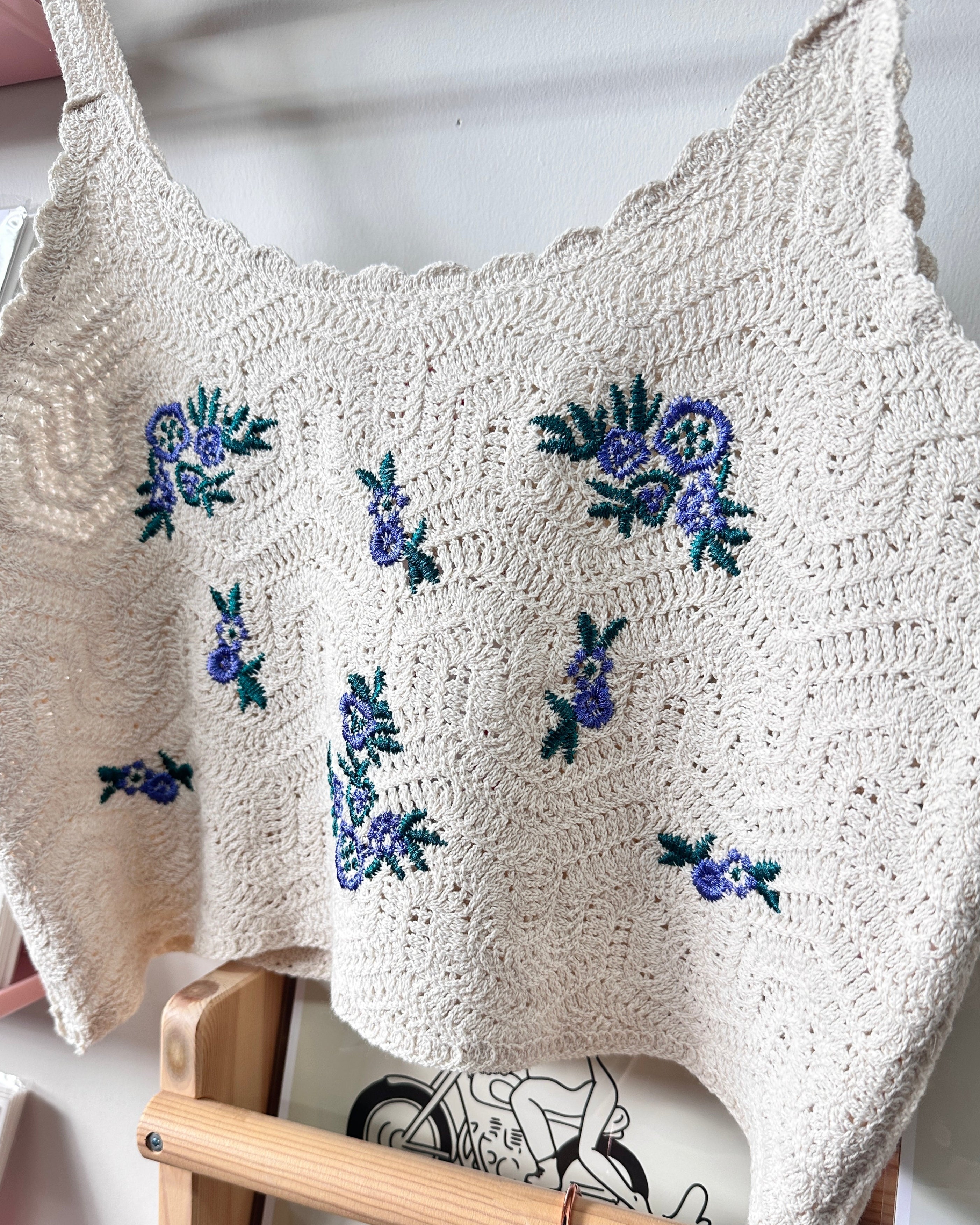 Floral Knit Tank Top - Purple