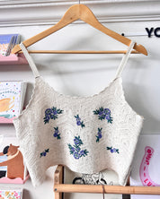 Floral Knit Tank Top - Purple
