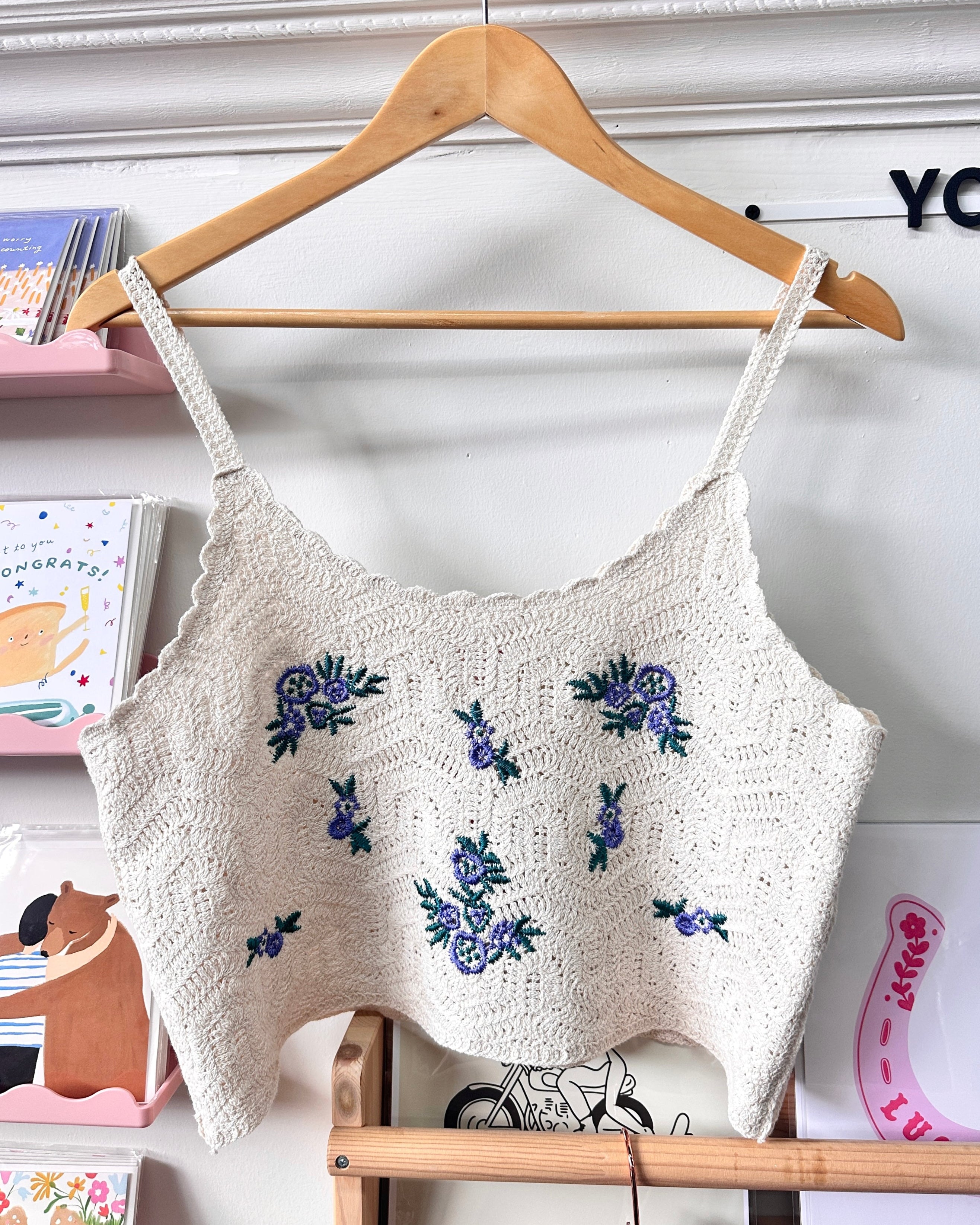 Floral Knit Tank Top - Purple